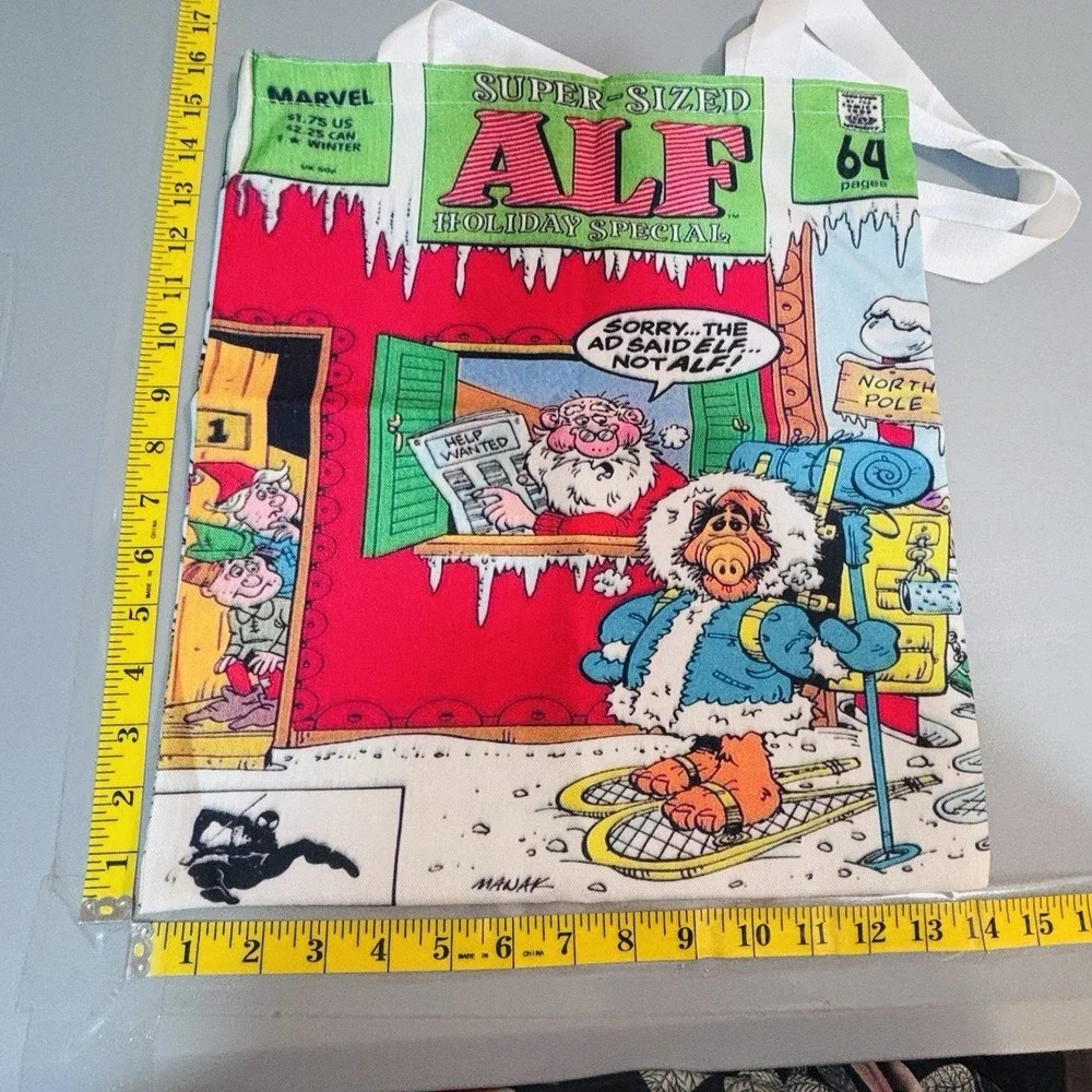 Alf 80's Holiday Theme Reusable Tote Bag Shopping Grocery Travel Double‎ Handle